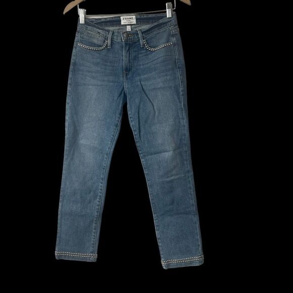 Frame Denim Anstee Studded Straight Leg Jeans Sz 25 - Picture 4 of 14